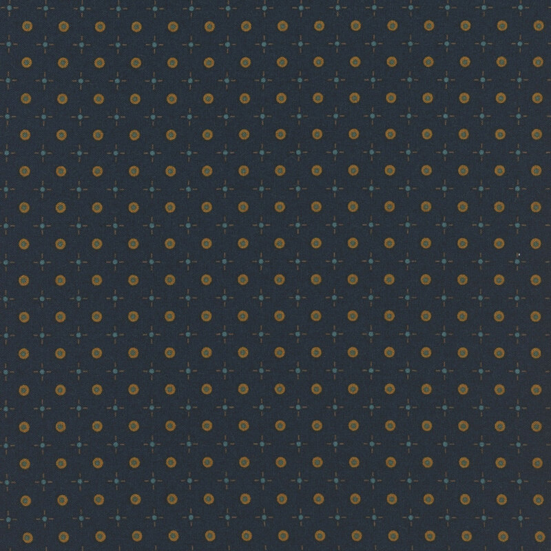 Blue fabric with a geometric dot pattern