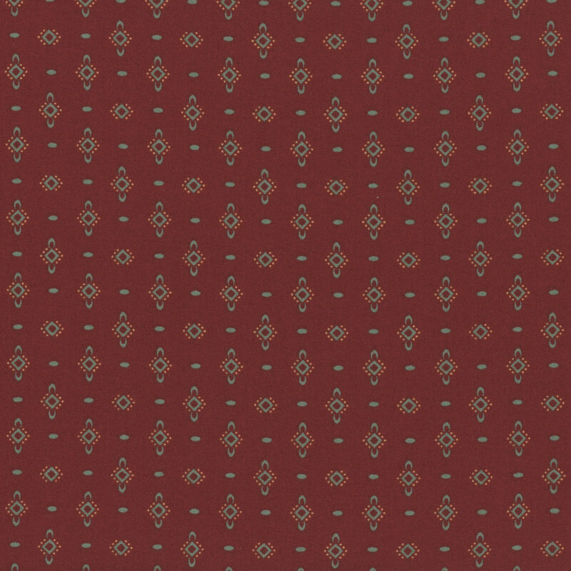 Red fabric with a blue dotted shirting pattern