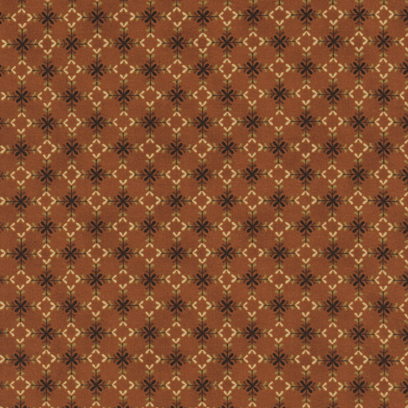 Burnt orange fabric with a geometric pattern 