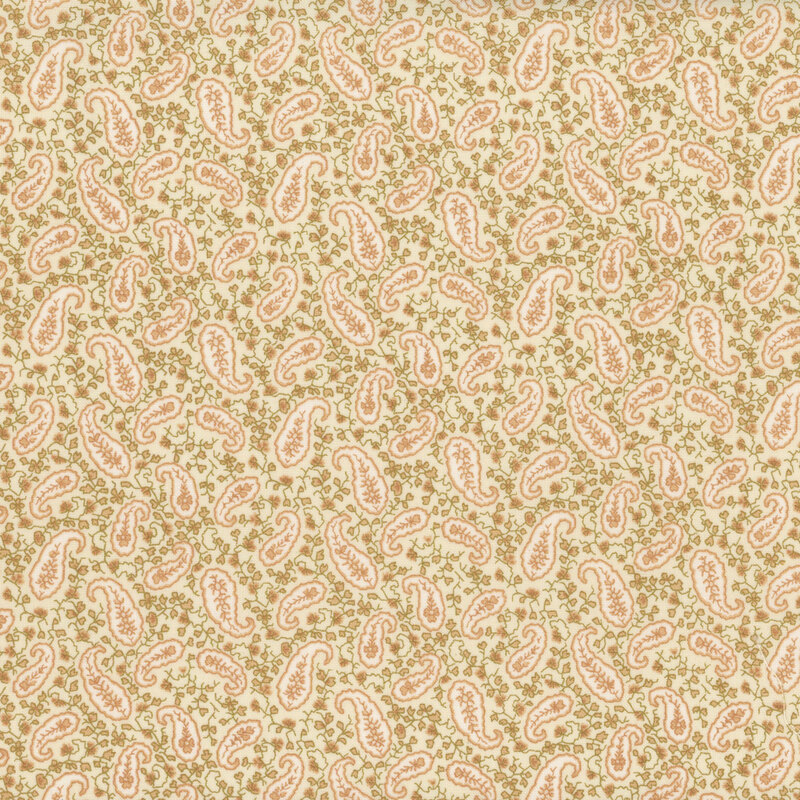 Cream fabric with a tonal paisley pattern