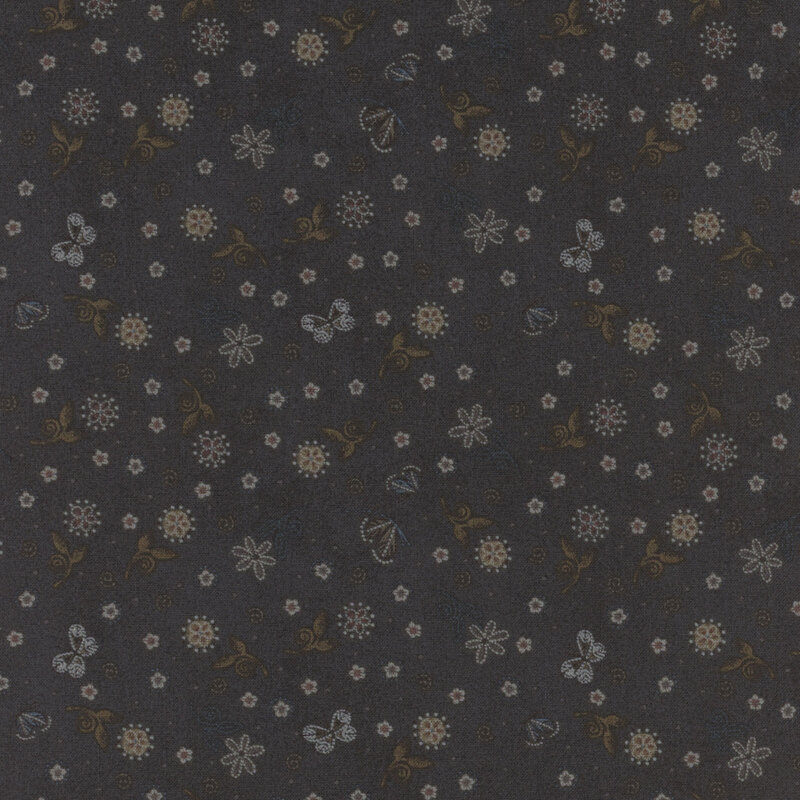 Dark purple fabric with a night time motif pattern