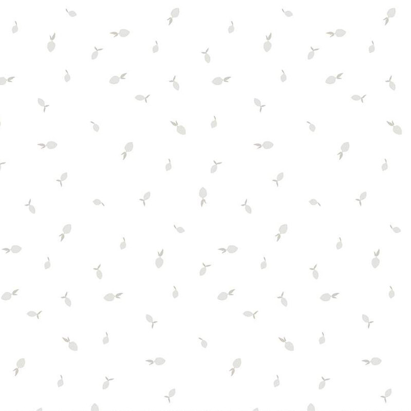 digital White fabric with gray scattered lemons throughout