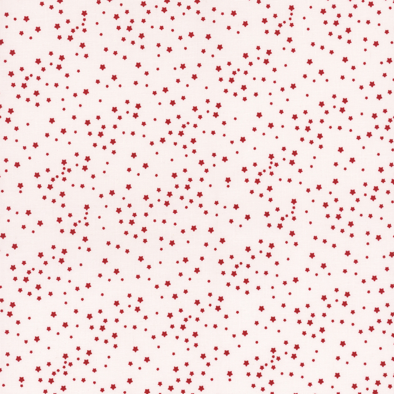 white fabric with small scattered red stars