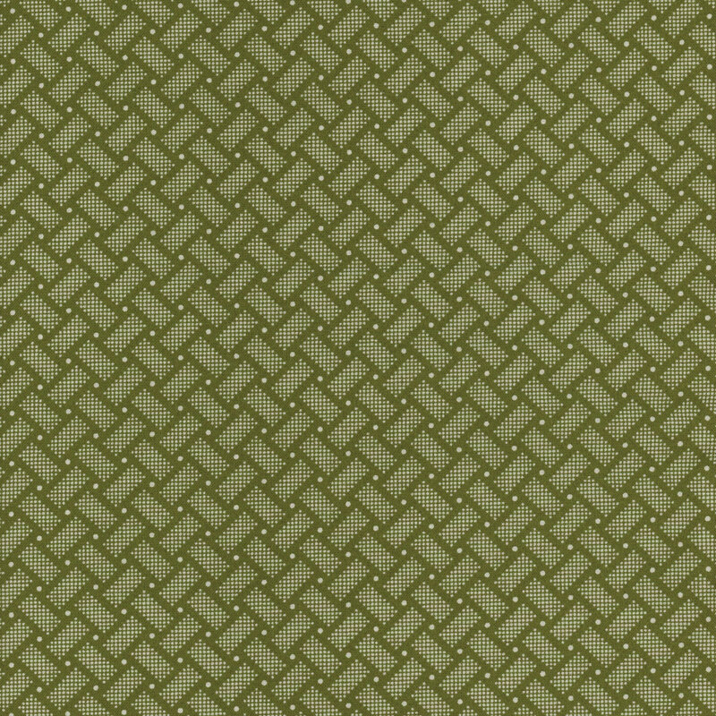 Green fabric with a white domino pattern 