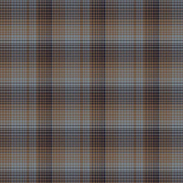 Blue fabric with a brown plaid pattern 