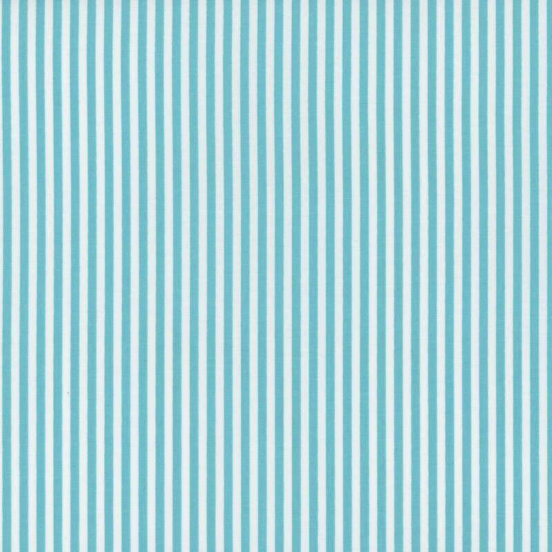 Turquoise and white striped fabric with 1/8