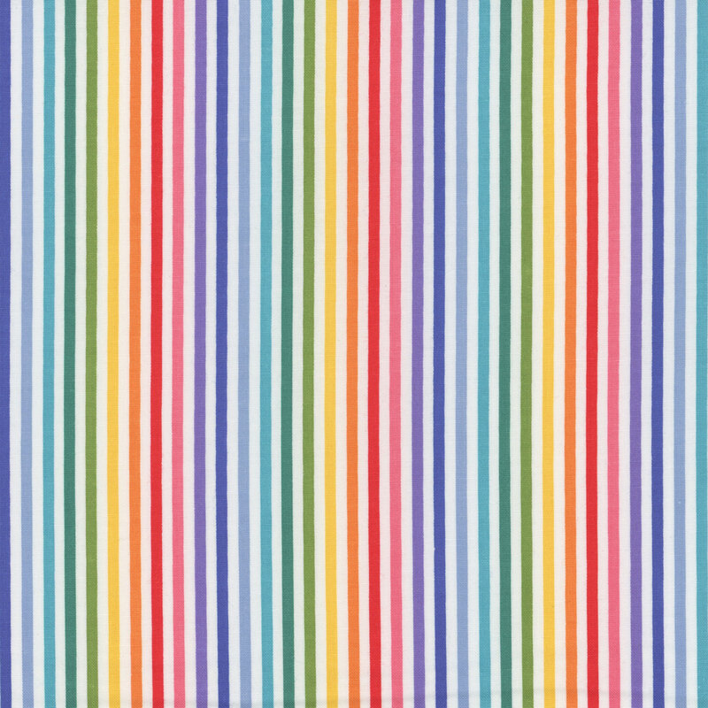 Rainbow and white striped fabric with 1/8