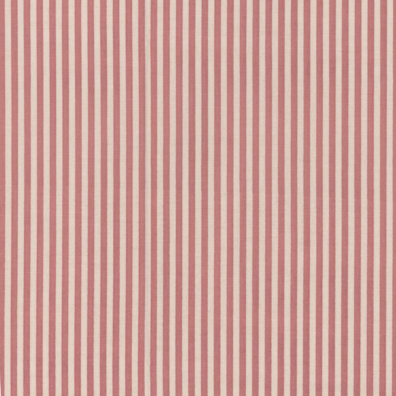 Muted red and white striped fabric with alternating 1/8