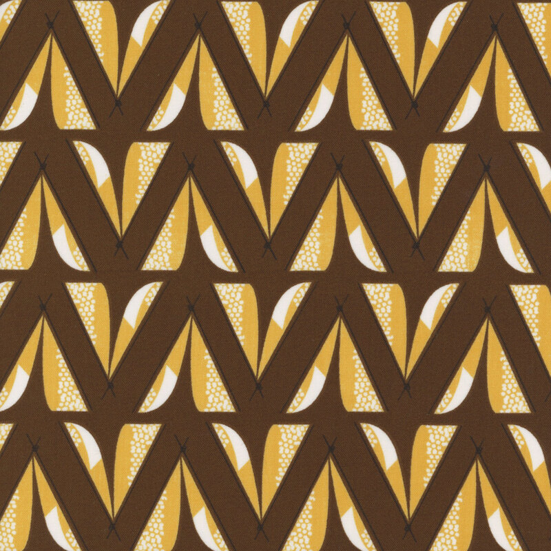 Brown fabric with alternating tan tents making rows of zig zag patterns