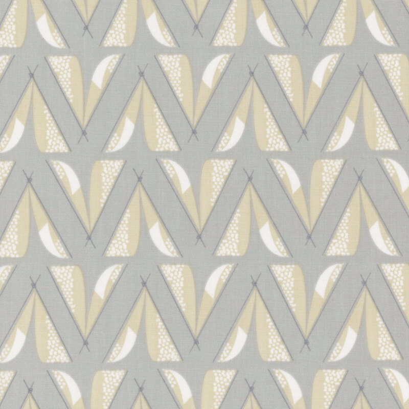 Gray fabric with alternating cream tents making rows of zig zag patterns