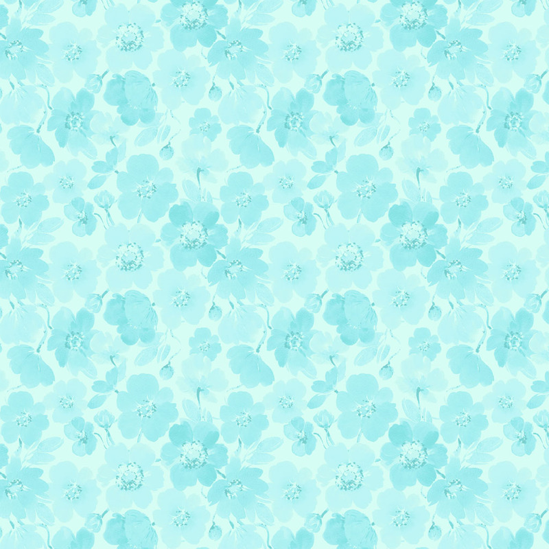 Tonal bright aqua fabric with darker aqua florals all over