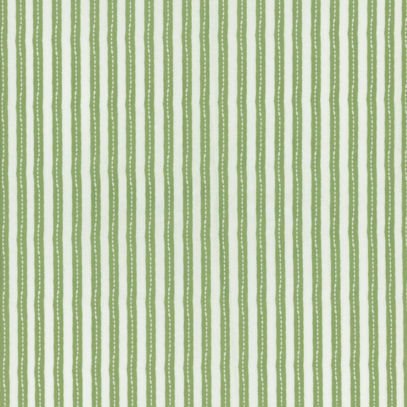 Fabric with green and white stripes