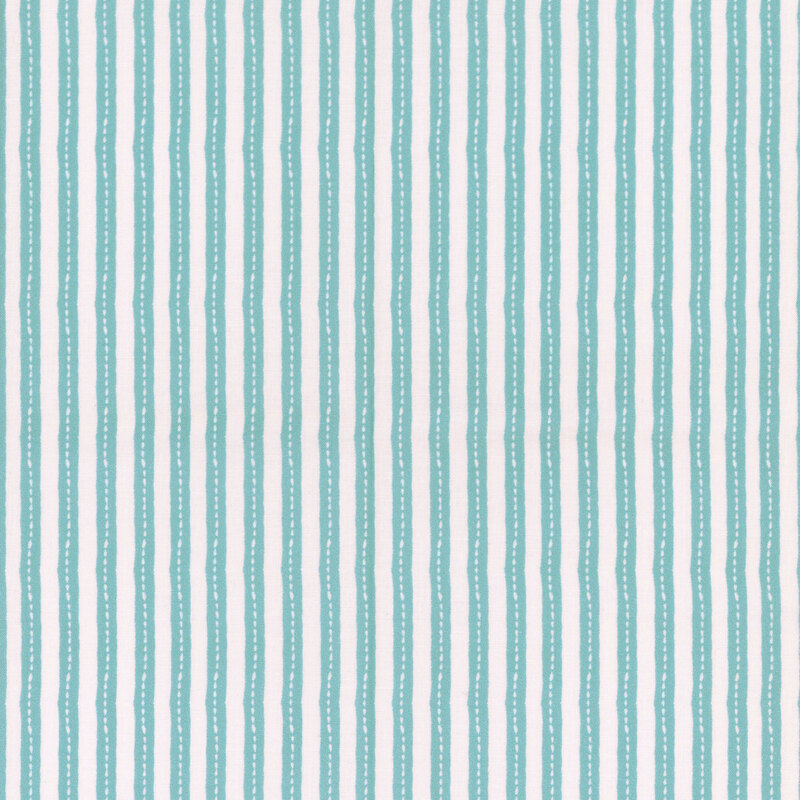 Fabric with white and aqua stripes 