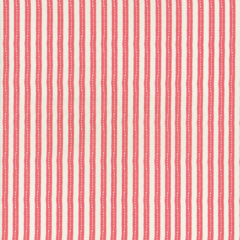 Fabric with small pink and white stripes