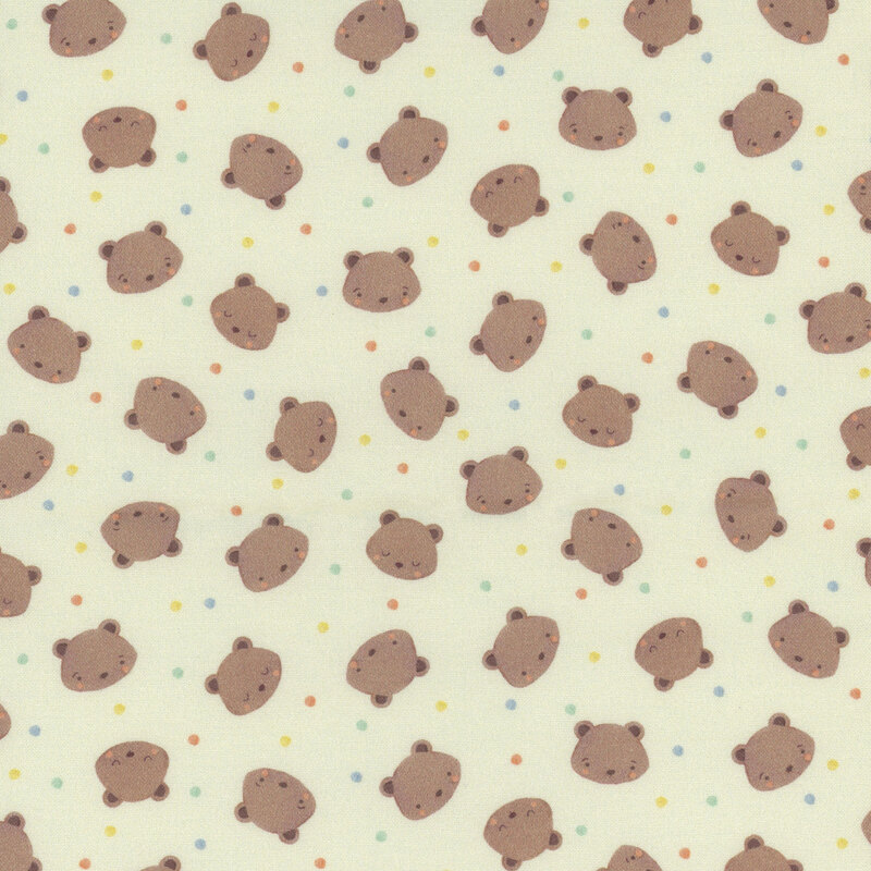 Cream fabric tossed with bears and multicolored dots