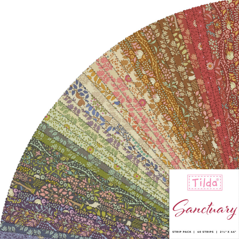 A fanned collage of the fabrics included in the Sanctuary fabric roll.