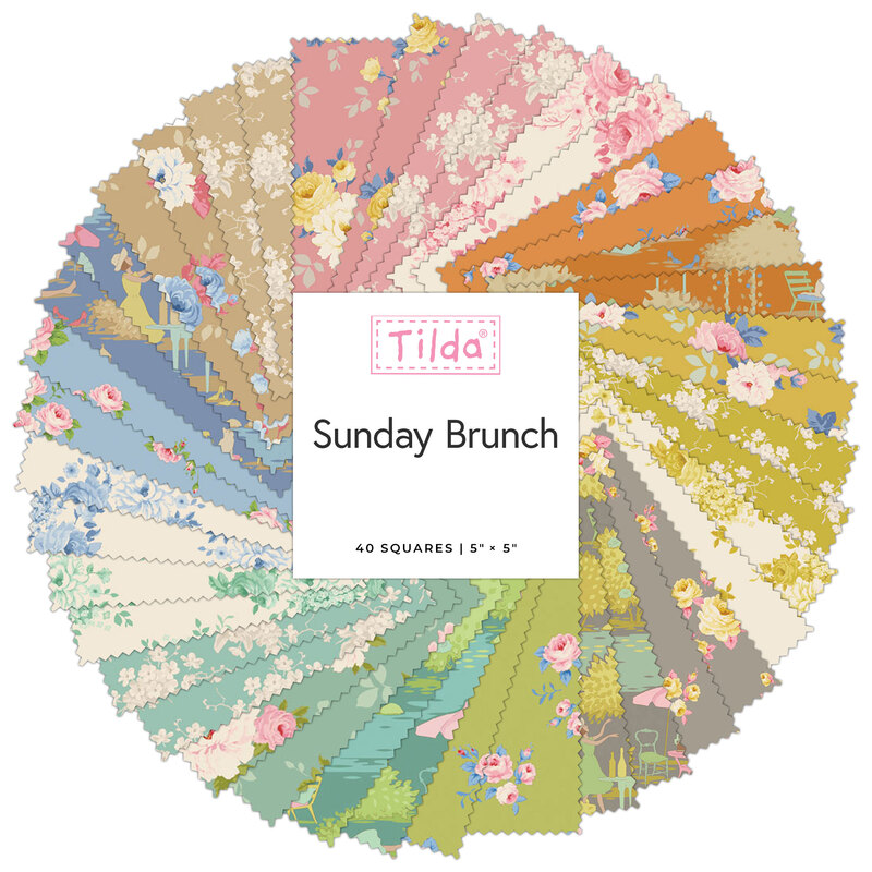 Collage of the fabrics included in the Sunday Brunch 5