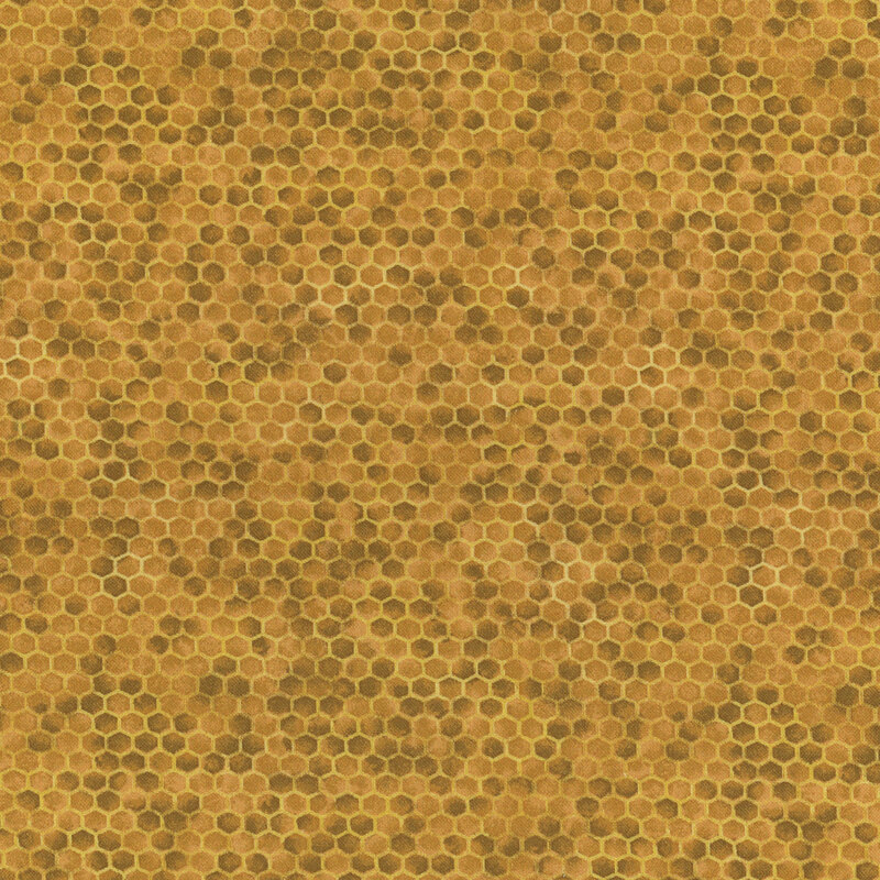 A dark golden yellow fabric with a honeycomb pattern throughout