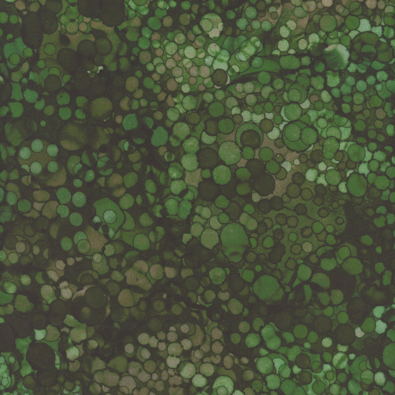 Dark green and evergreen marbled fabric with small dots all over