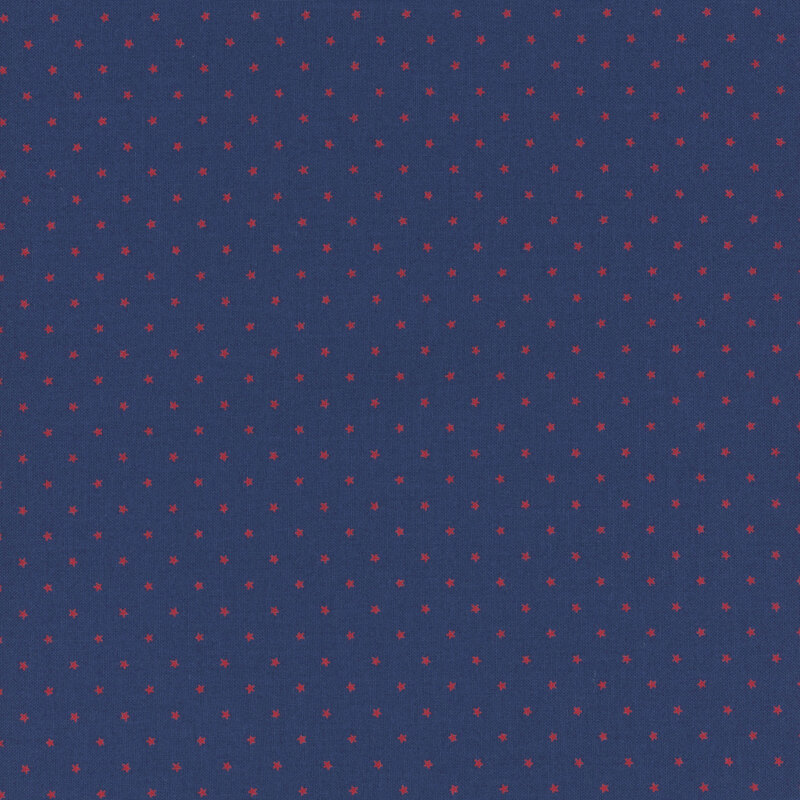 Blue fabric with a red star pattern