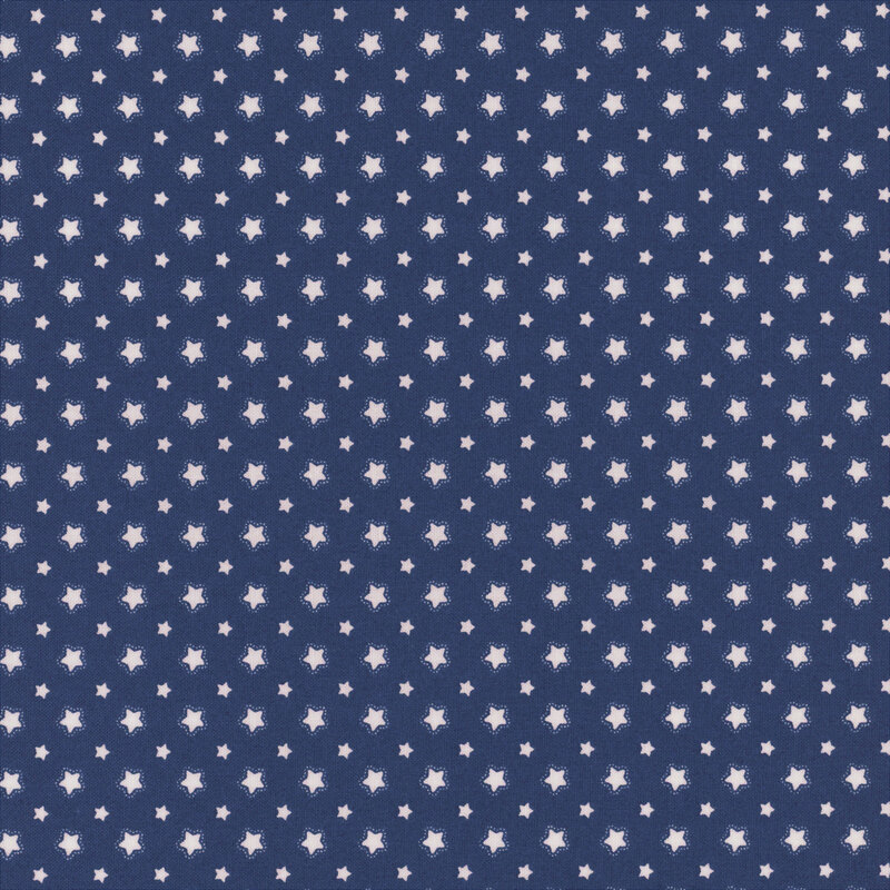 Denim blue fabric with a white star pattern