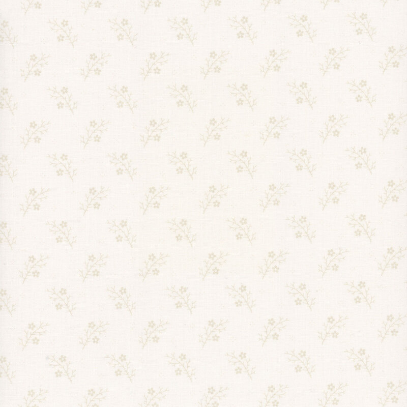 White tonal tossed floral fabric