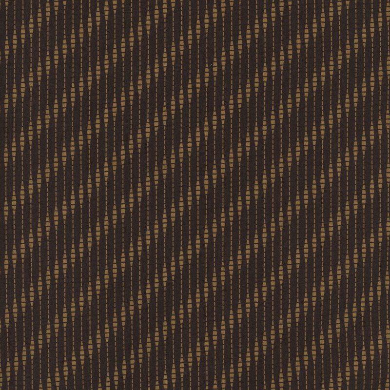 Dark brown fabric with stripes of lighter brown dots creating a bias stripe look