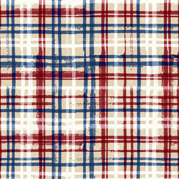 Cream fabric with a patriotic plaid pattern