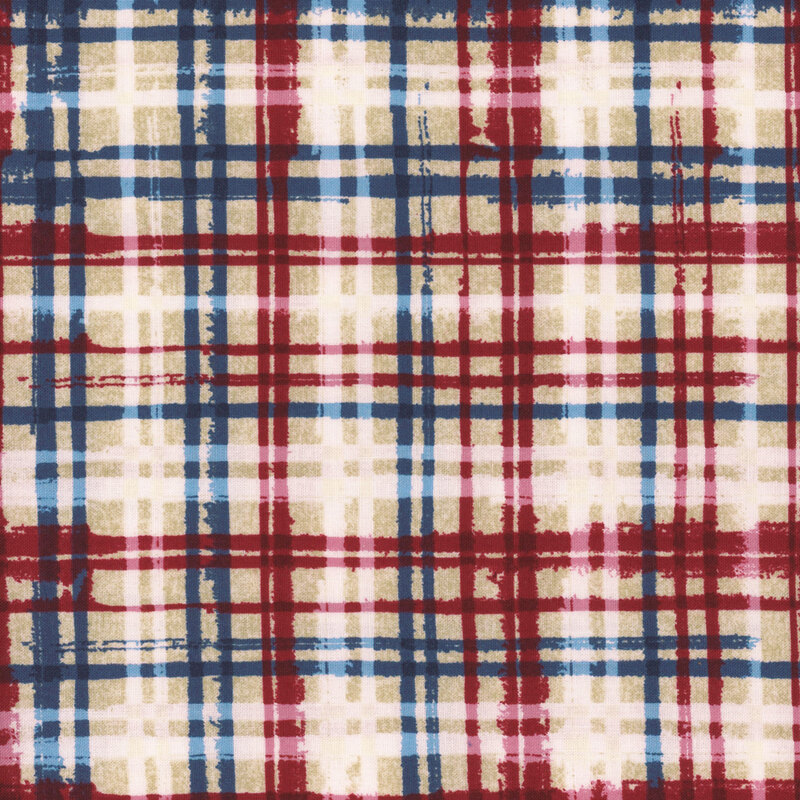 Cream fabric with a patriotic plaid pattern