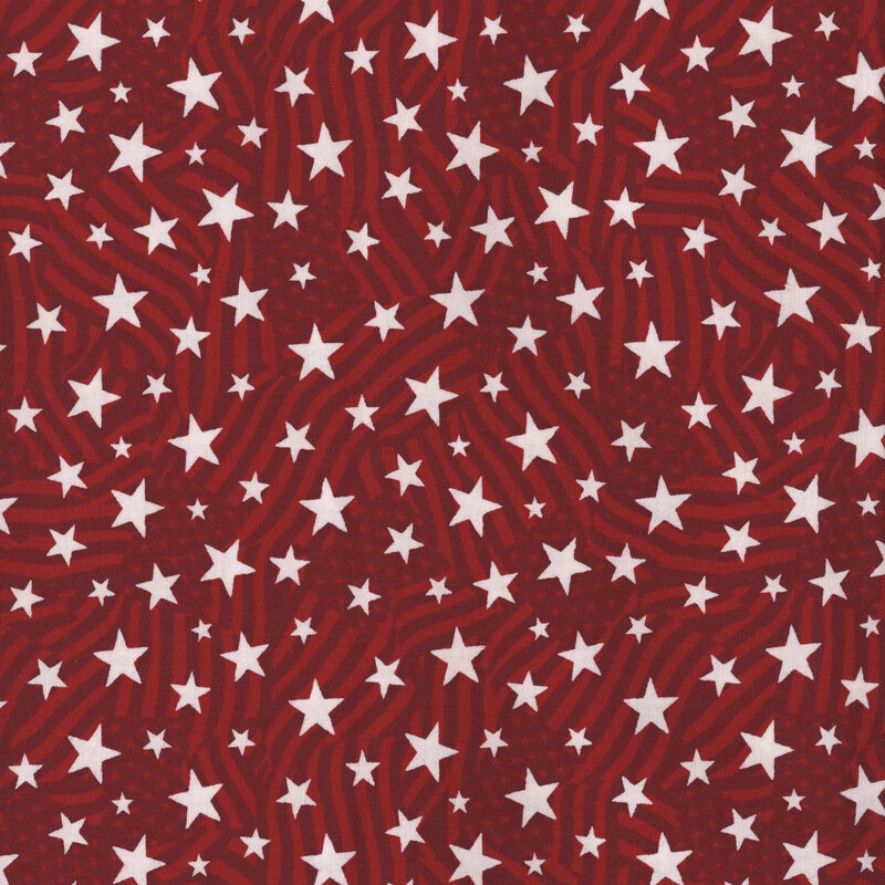 Red fabric with a flag pattern and white stars