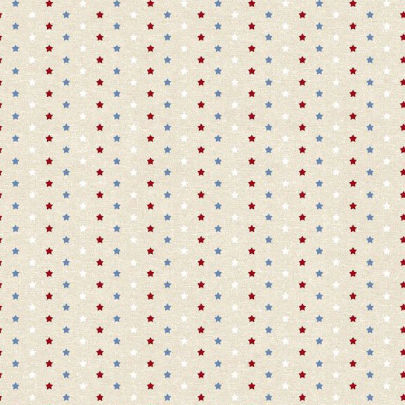 Cream fabric with a patriotically colored star pattern