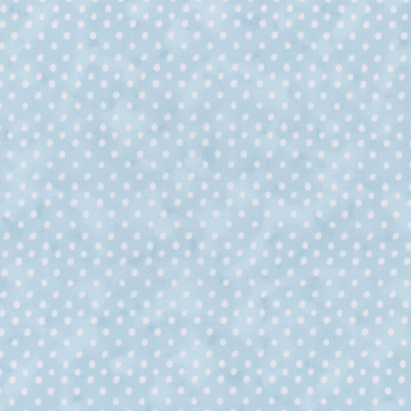 Light blue fabric featuring a white polkadot pattern