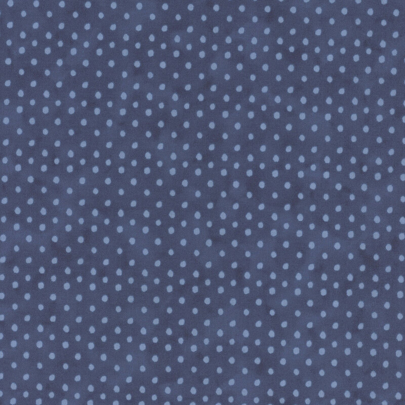 Dark blue fabric featuring a light blue polkadot pattern