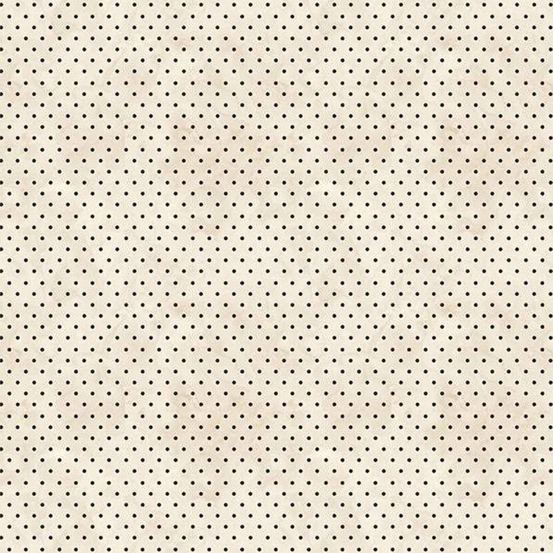 Cream mottled fabric with black polkadots