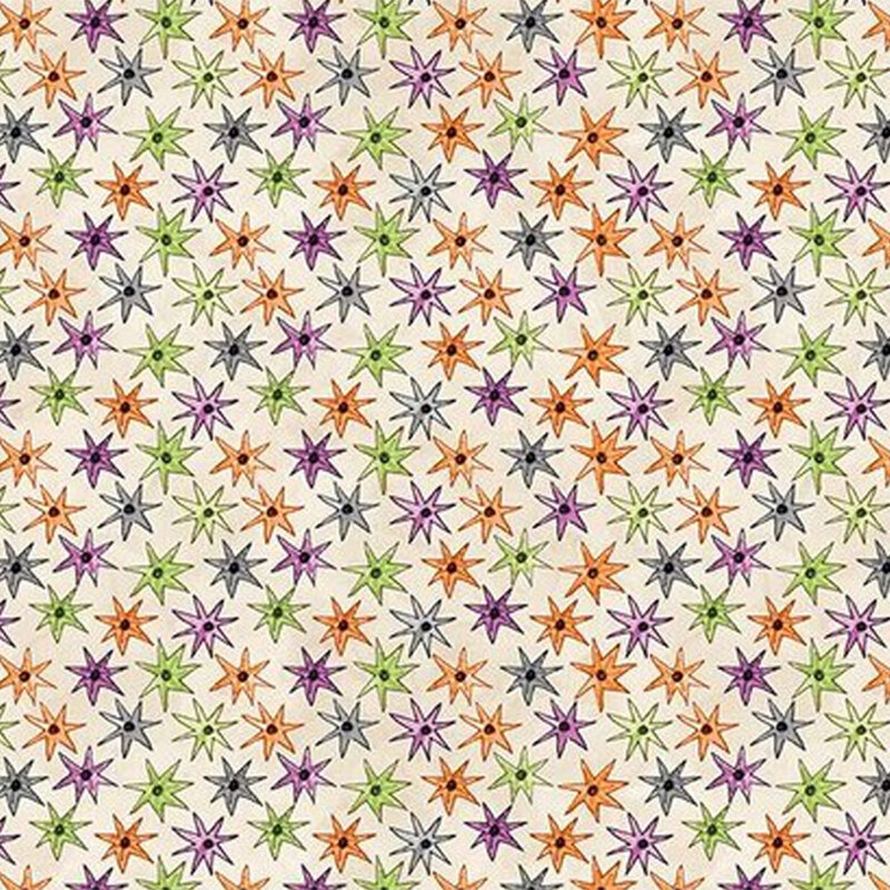 Cream mottled fabric with halloween colored stars