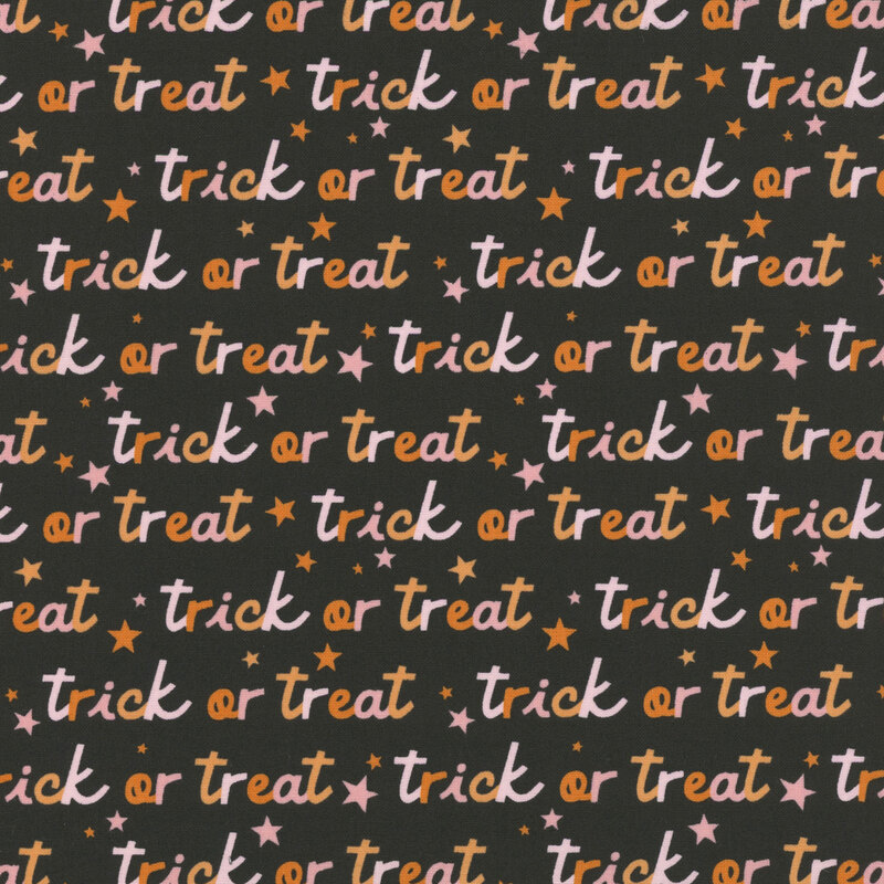 Black fabric with lines of lowercase cursive that say 