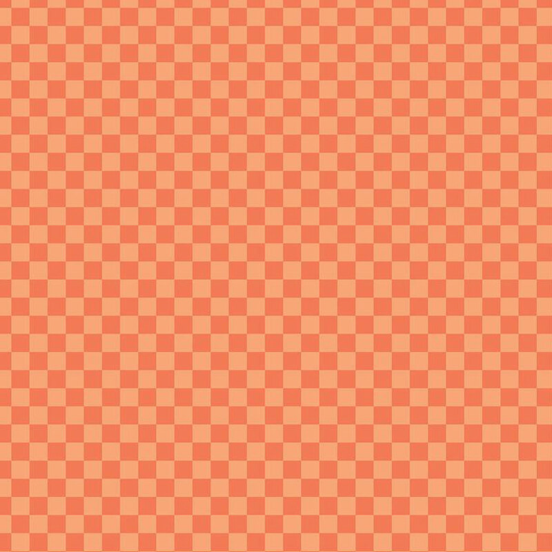 Tonal orange fabric in a small checkerboard pattern.