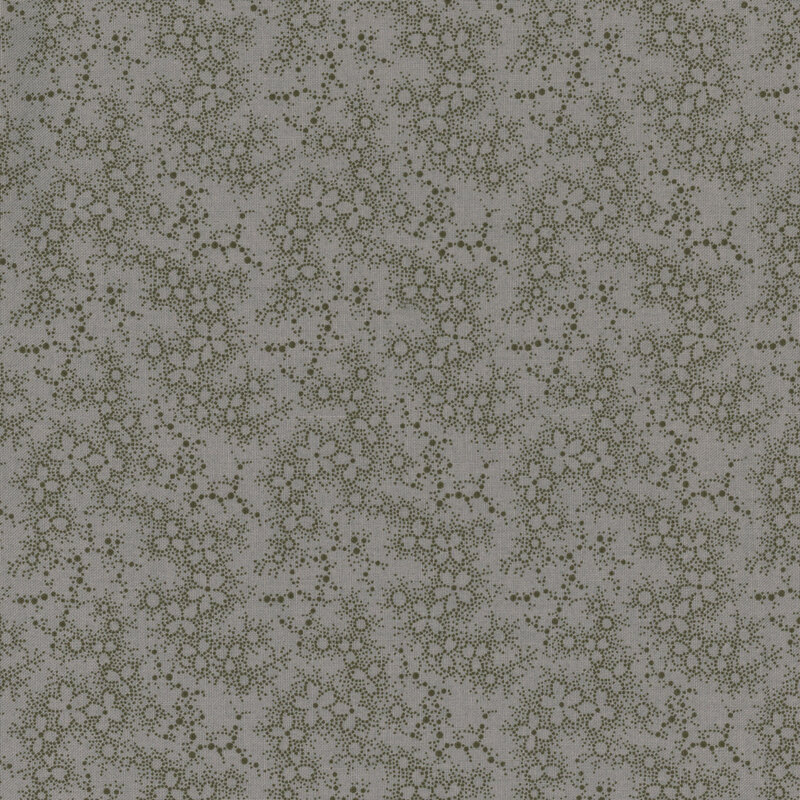 Steel blue fabric with a brown dots and flower pattern