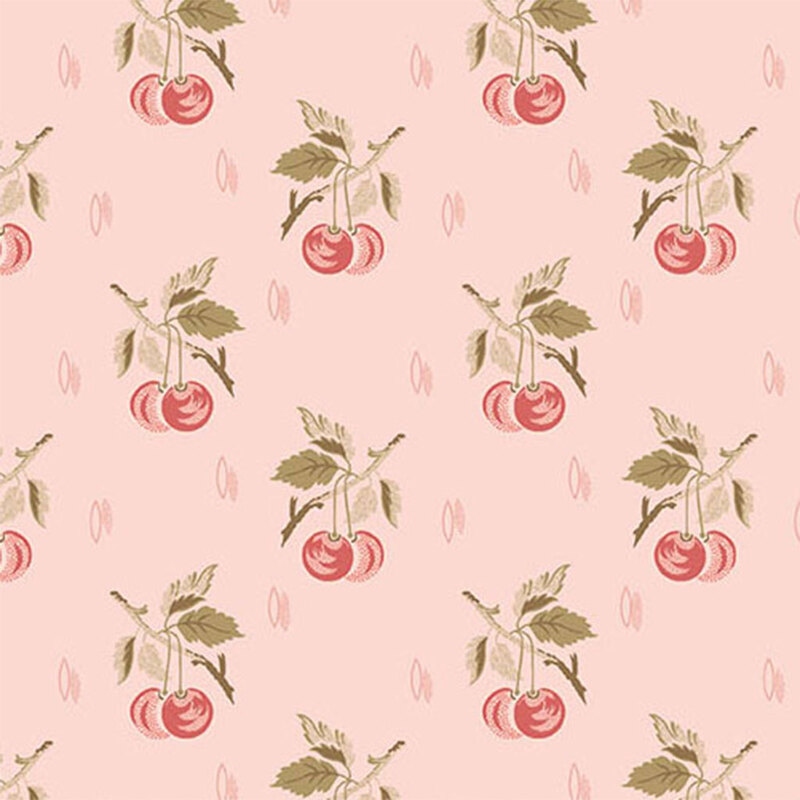 Light pink fabric featuring a pattern of cherry branches