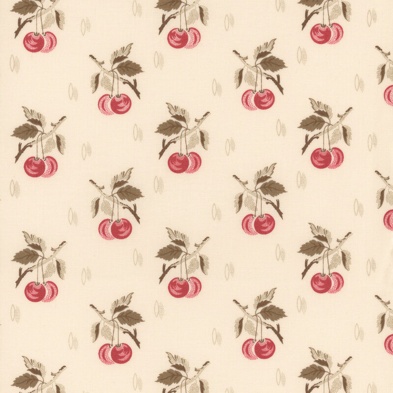 Cream fabric featuring a pattern of cherry branches