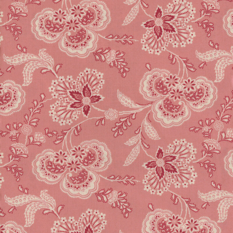 Light pink fabric featuring a paisley floral design