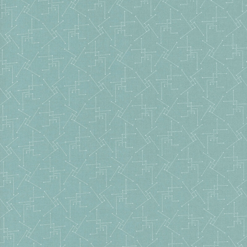 Light aqua fabric featuring a pattern of dotted lines creating a geometrical look