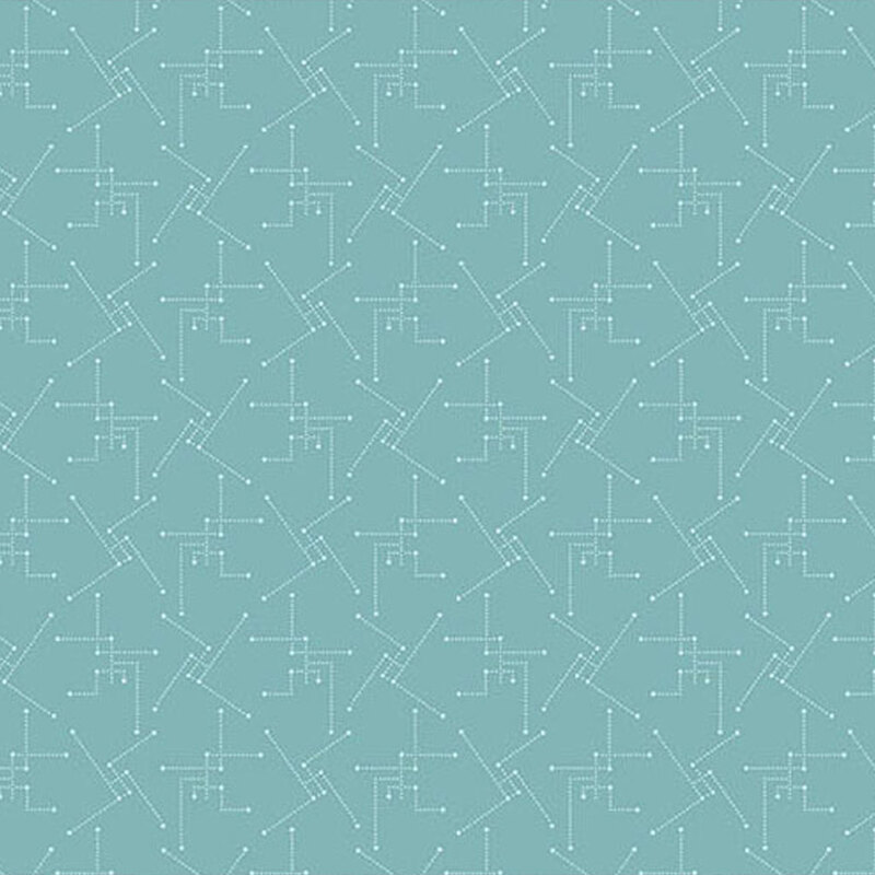 Light aqua fabric featuring a pattern of dotted lines creating a geometrical look