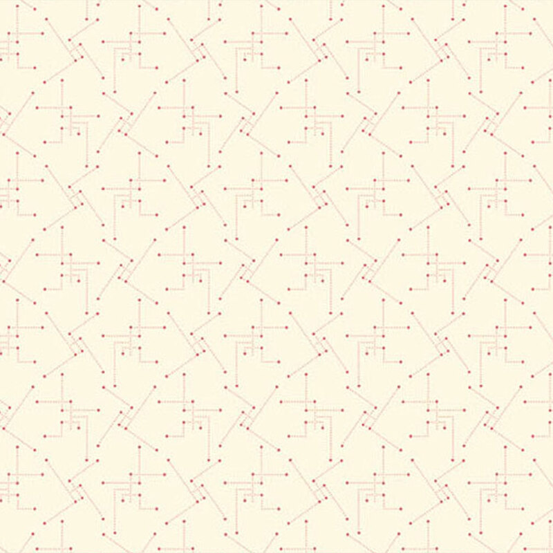 Cream fabric featuring a pattern of dotted lines creating a geometrical look