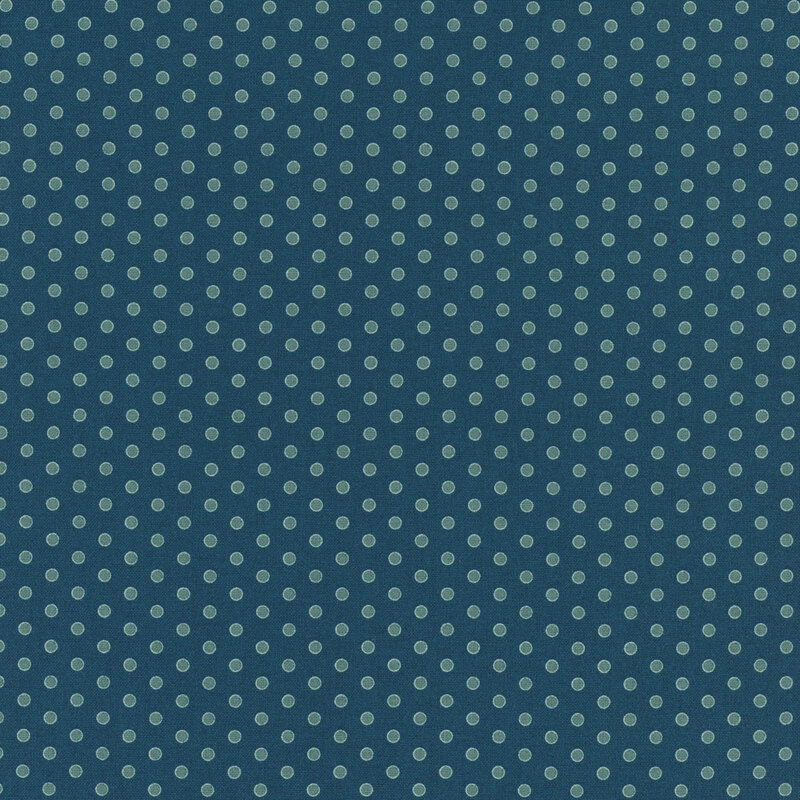 Teal fabric featuring aqua polka dots