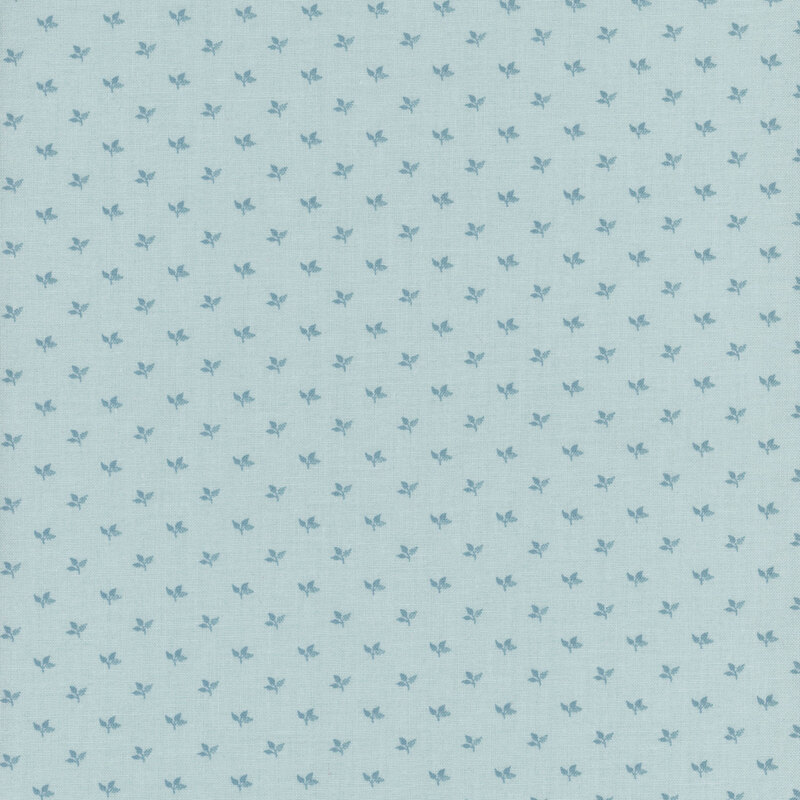 Tonal light aqua fabric featuring small leaf motifs