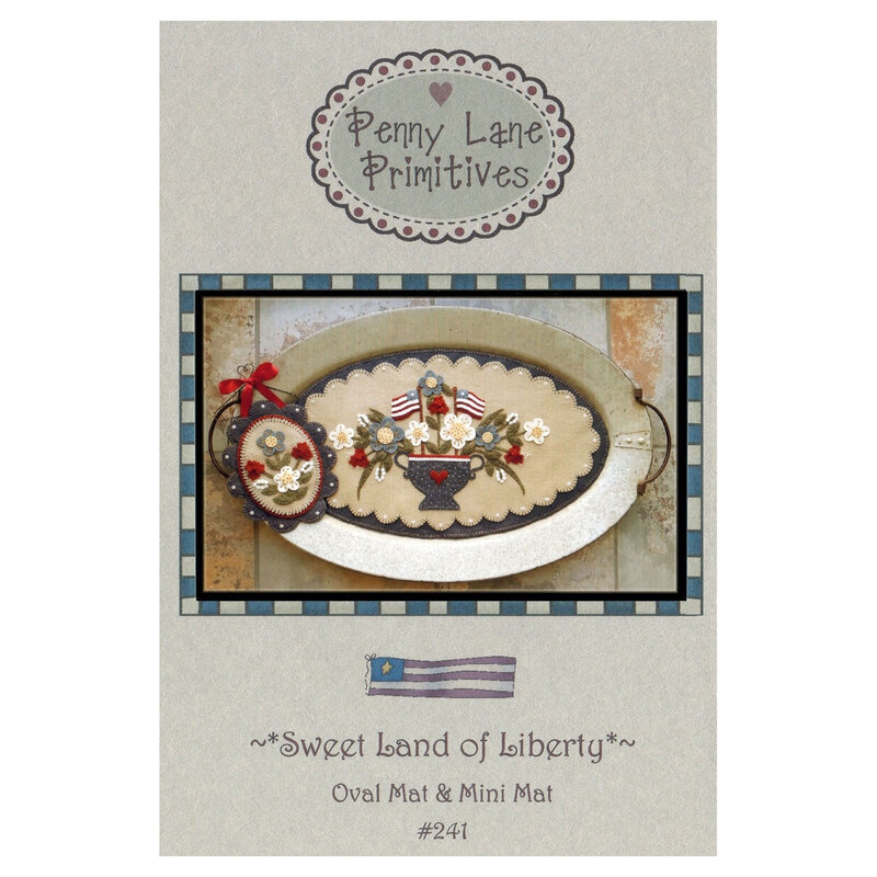 The front of the Sweet Land of Liberty pattern featuring the finished oval mats displayed on a metal tray.