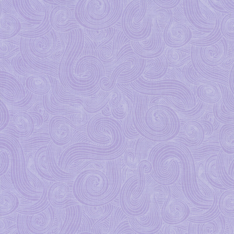 Orchid purple fabric with tonal-outlined swirls.