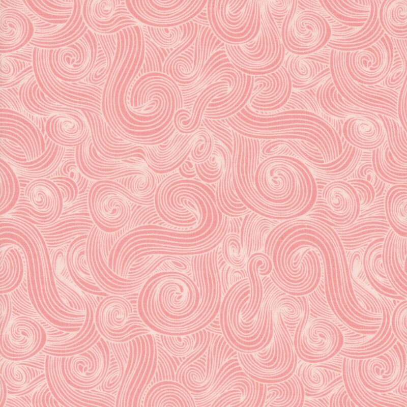 Light pink fabric with white-outlined swirls.