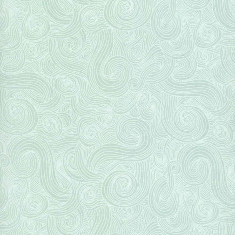 Soft gray-blue fabric with lightly outlined swirls.